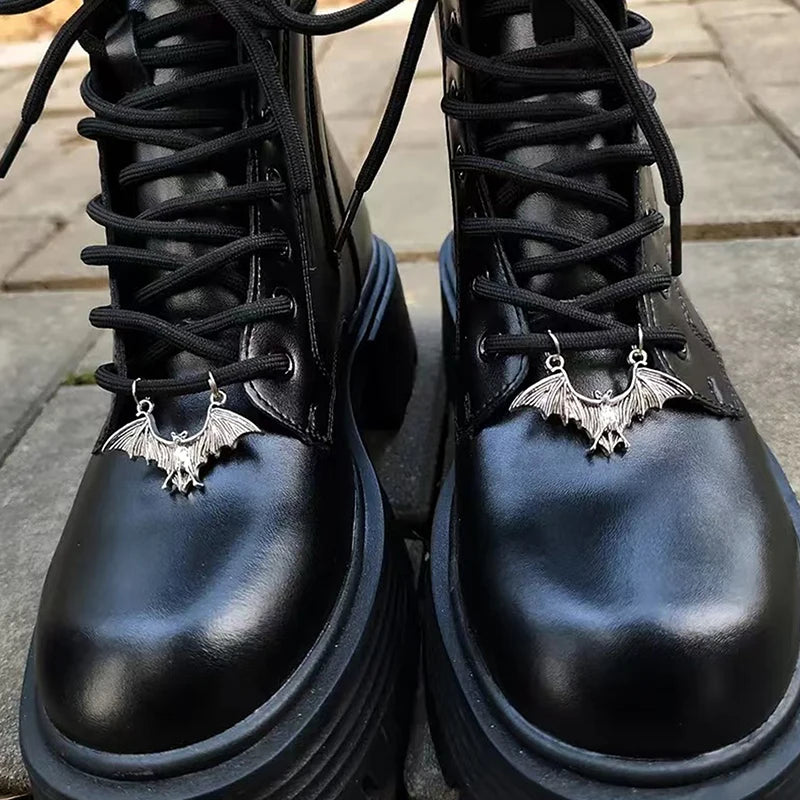 1Pair Bat Shoe Charms Gothic Punk Shoelace Clips Detachable Qme