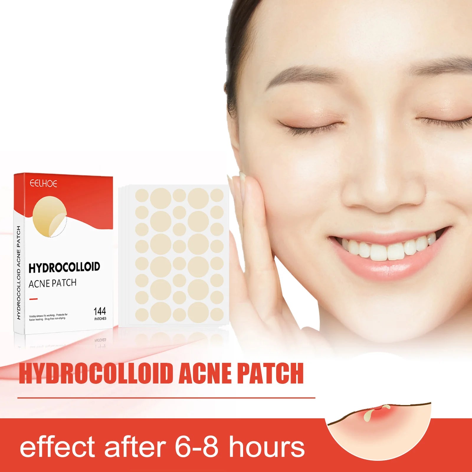 Hydrocolloid Acne Patches 2 Sizes Invisible Makeup-Friendly Pore Care Acne Pimple Patch Breathable for Comedones Treatment Qme