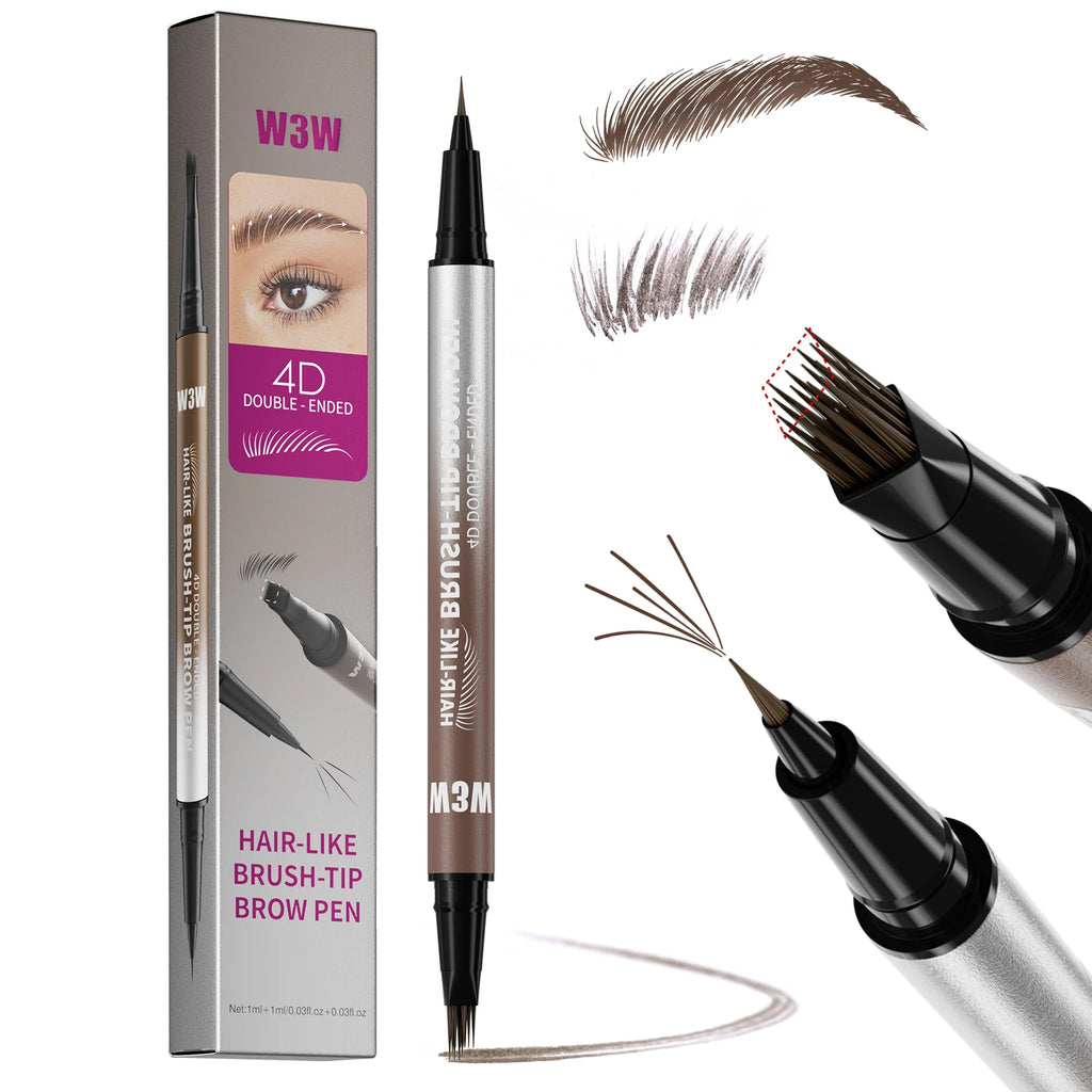 2-in-1 Dual-Ended Eyebrow Pen with Tip brow pen and Precise Brush-Tip, Brow Pen for Natural Waterproof and Long-Lasting Brows Qme