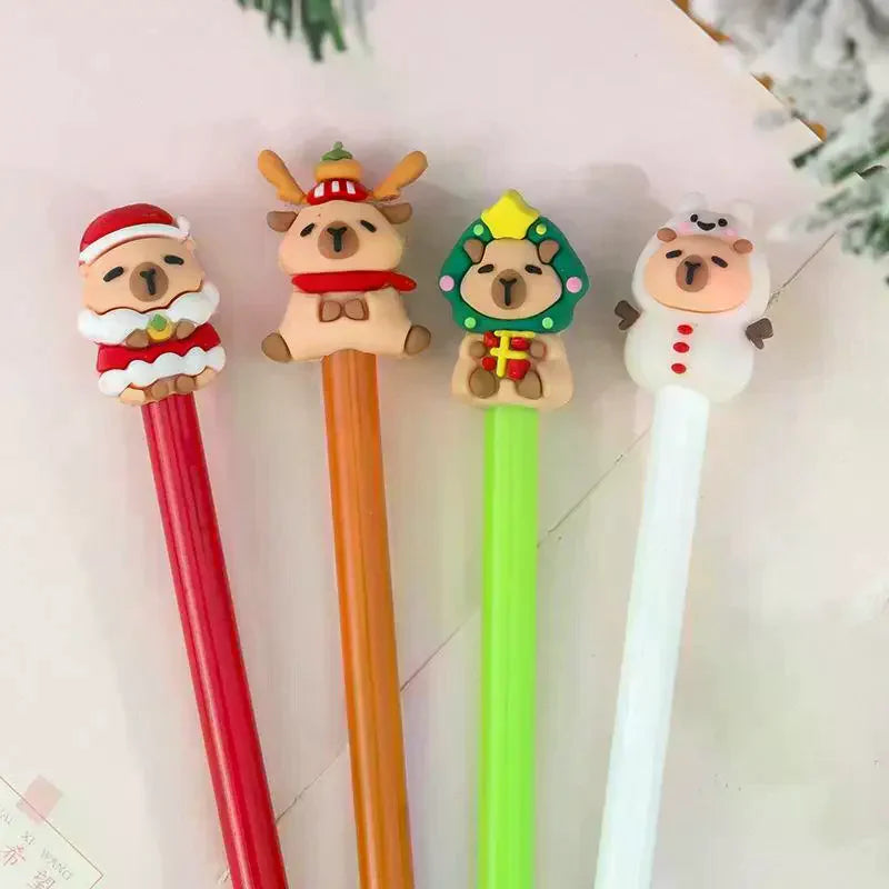 1 Christmas Capybara Gel Pen Cute Cartoon Stationery Smooth Writing Qme