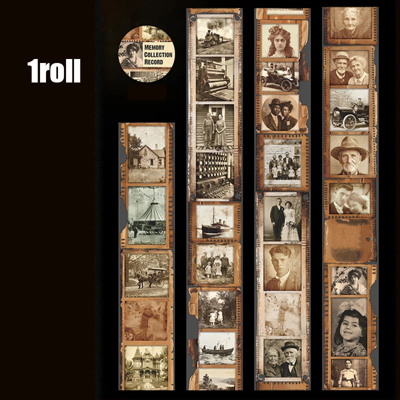 1Roll Retro Memory Film Theme PET Tape for Scrapbooking Journaling Collage Decorate Phone Case Notebook DIY Craft Supplies Qme 6