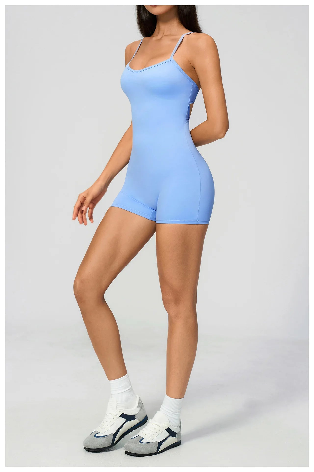 B 1 Piece Yoga Jumpsuit Skinny Short Sportswear Woman Gym Clothing Workout Clothes Fitness Stretch Bodysuit For Women tracksuit Qme
