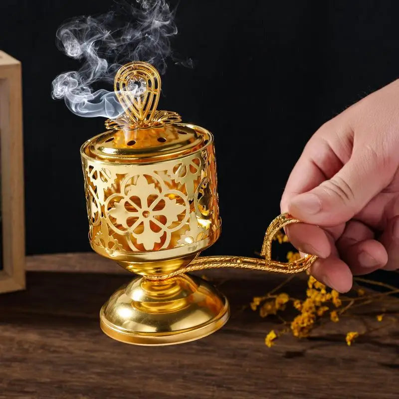 Hollow-out Charcoal Incense Burners Creative Iron Art Cone Holder Qme