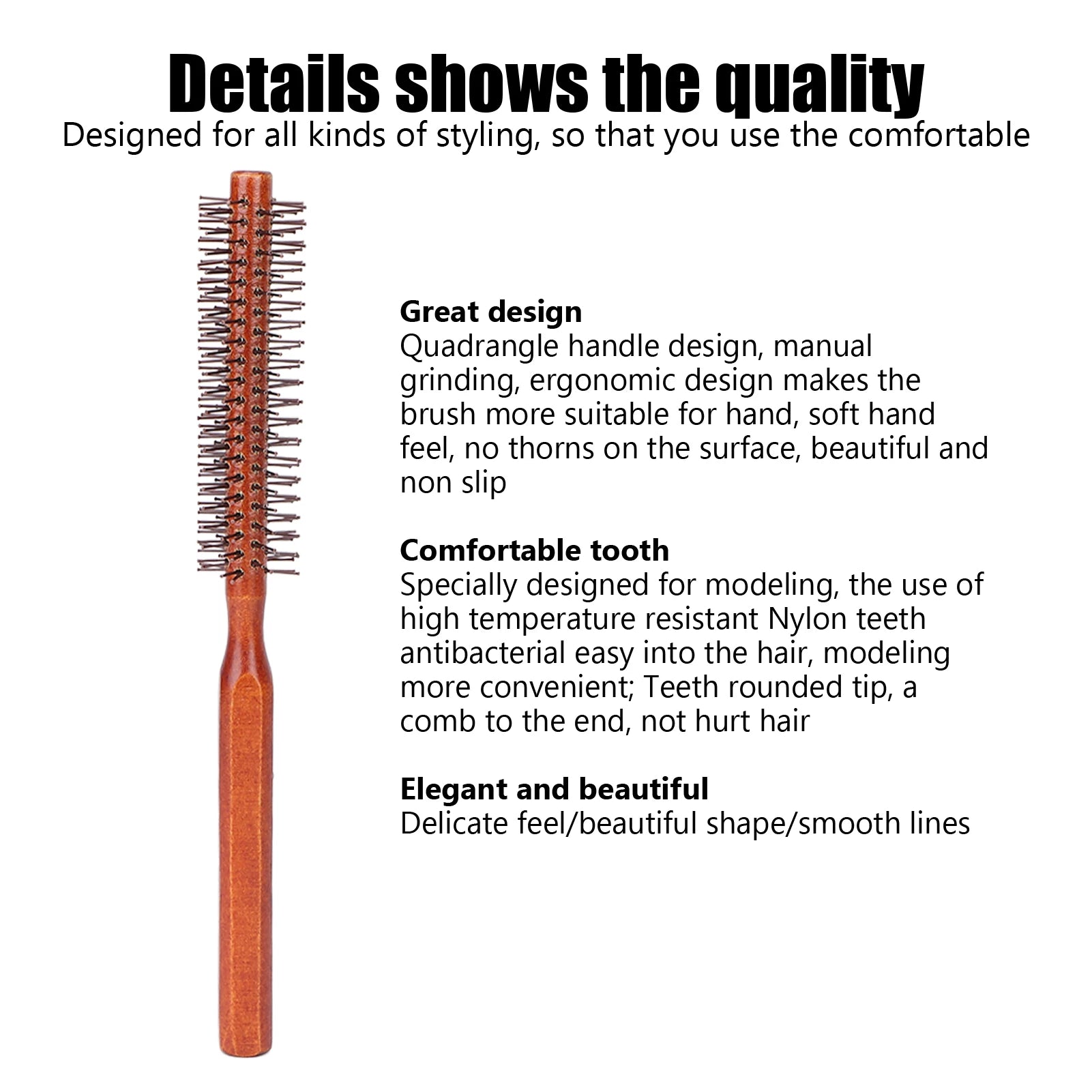 Hair Brush Round Styling Hair Brush Curling Roller Hairbrush Small Wood Brush Unisex for Blow Drying Home Use Qme
