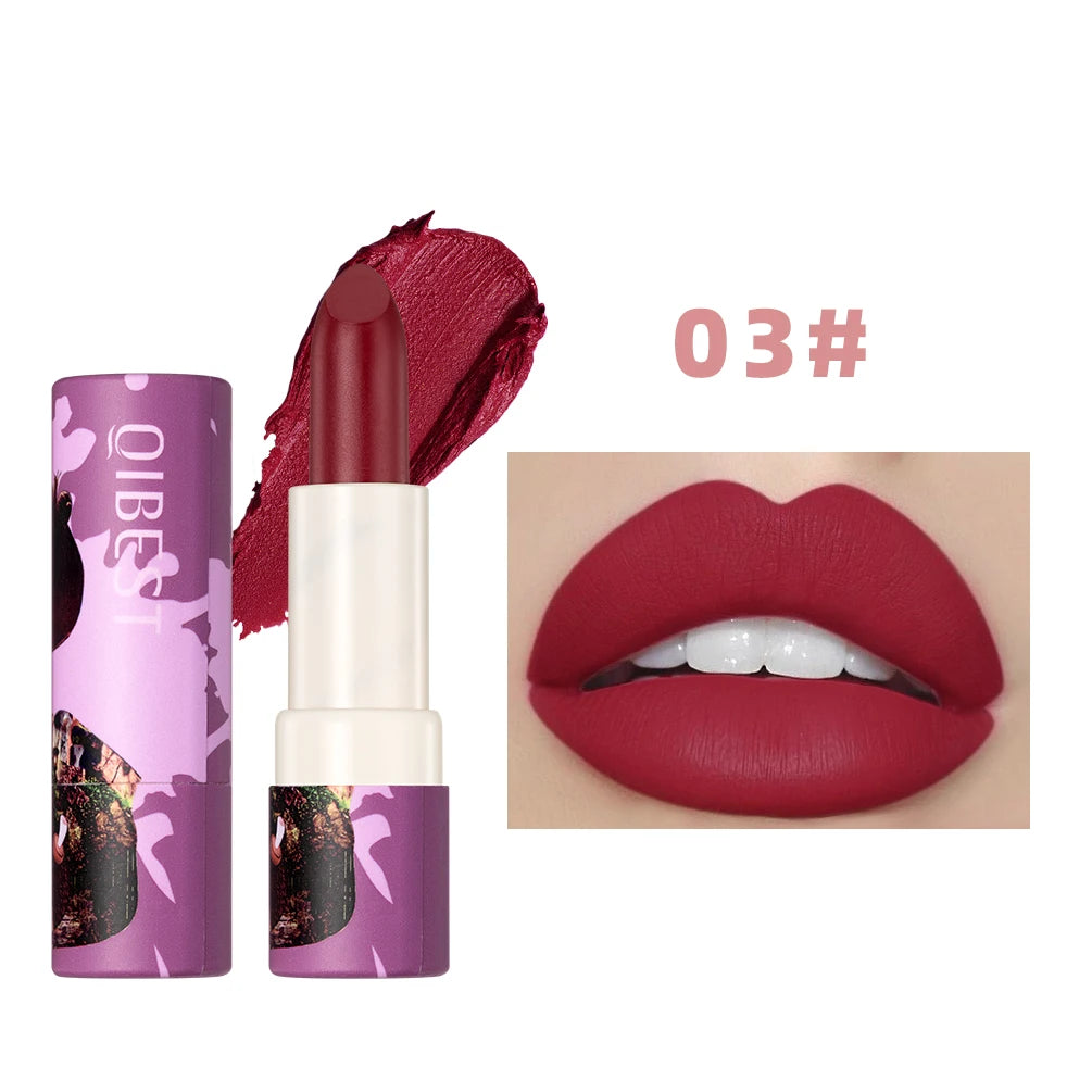 Matte Lipstick Long Lasting Waterproof Lip Stick Smudge-free Classic Highly Pigmented Velvet Red Lip Tint Makeup Lip Stain Qme 03