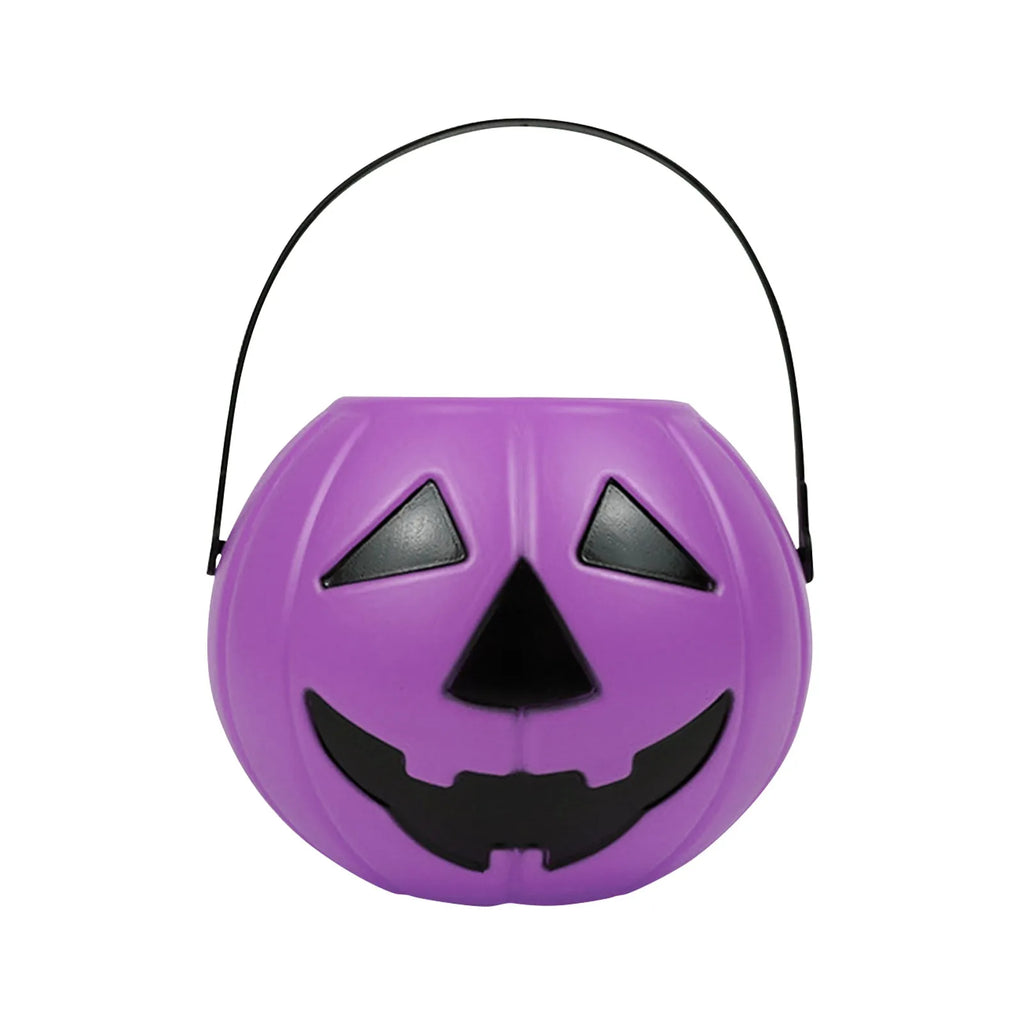 Halloween Multi-color Pumpkin Bucket Portable Plastic Candy Basket Trick Or Treat Kids Gift Packaging Halloween Party Ornament Qme