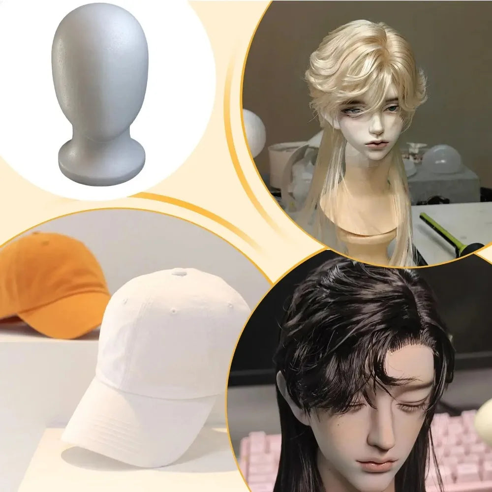 1 piece Men's human model, doll head model, foam wig head, hat display, white, simple style Qme