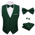 Men's Formal GreenVest and BowTie Set – Classic V-Neck Waistcoat with Matching Tie Ideal for Banquets Celebrations Qme MJ-2774 XXXL