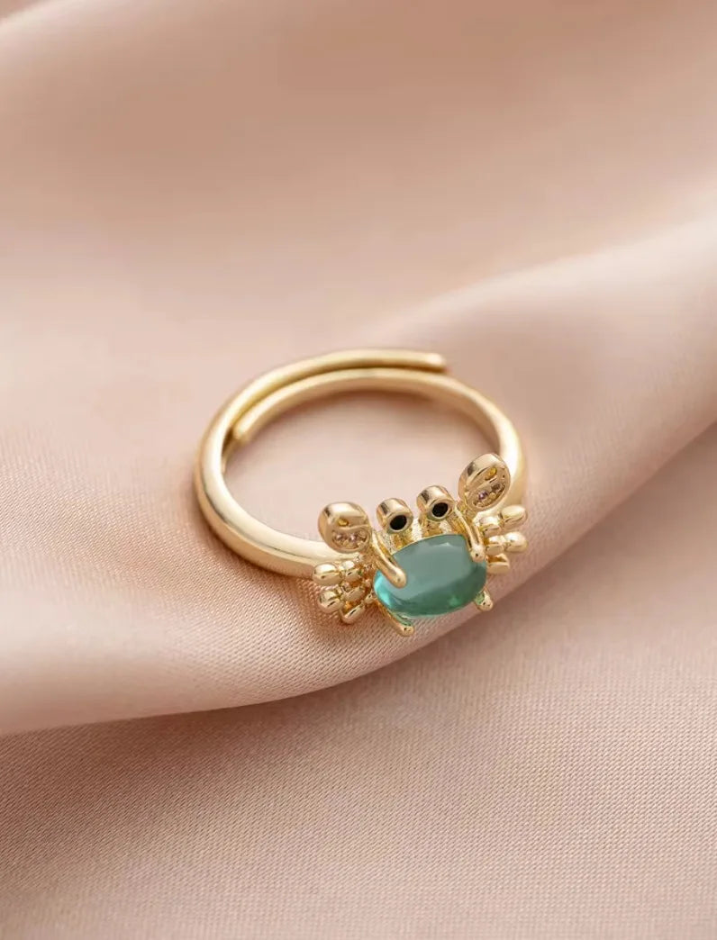 1pcs Exquisite Mini Cute Crab Charm Originality Personalized Ring Women's Simplicity Party Holiday Gift Jewelry Accessories Gift Qme Size 7 hei gaoshi