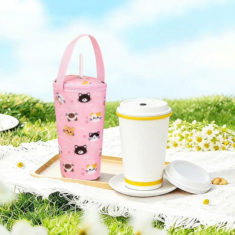 Creative Handheld Water Bottle Bag Insulated Pocket Cute Outdoor Milk Qme