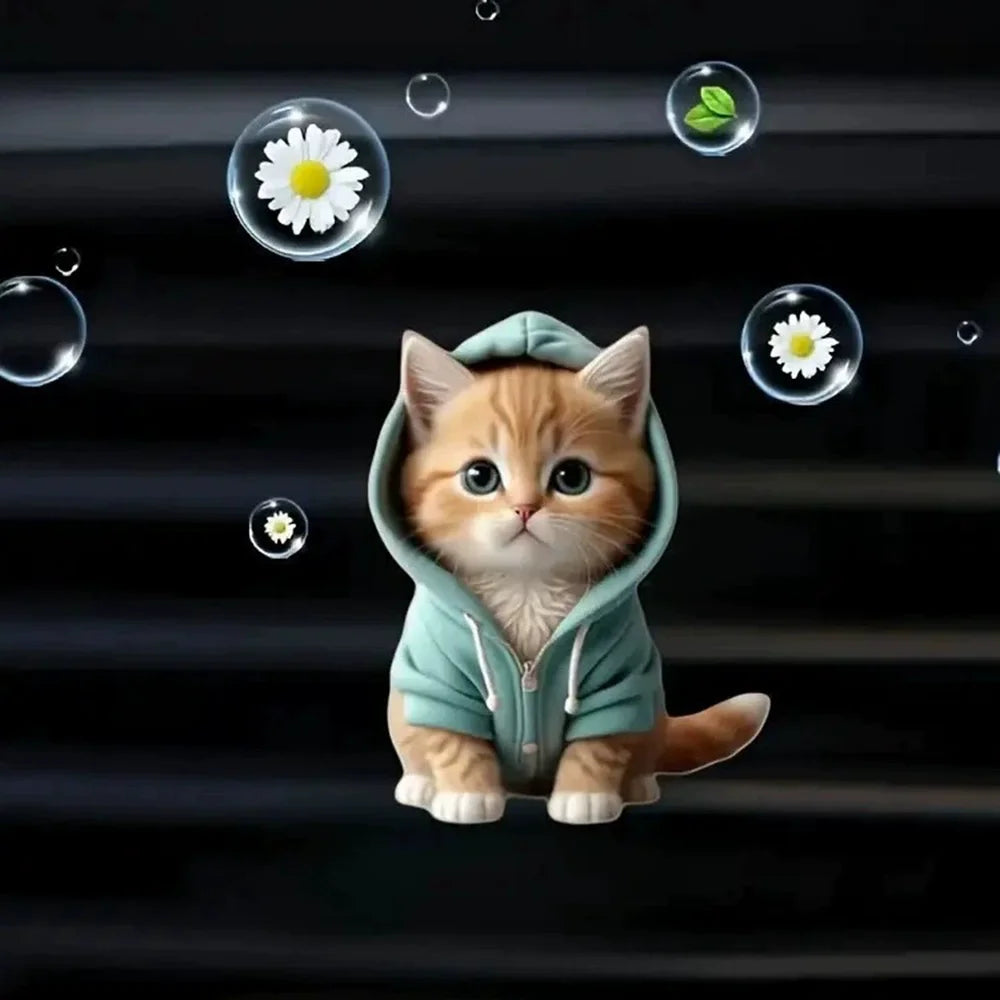Car Hoodie Kitten Finished Ventilating Clip Car Decoration Aromatreatment Acrylic Accessories Qme