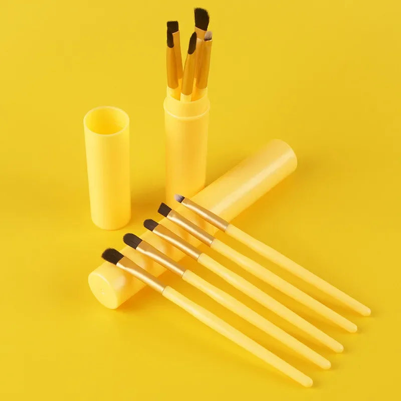 5pcs/set Makeup Brushes In Barrels Portable Set Eye Shadow Brushes Eyebrow Brush Lip Brush Nose Shadow Brush Face Makeup Brushes Qme