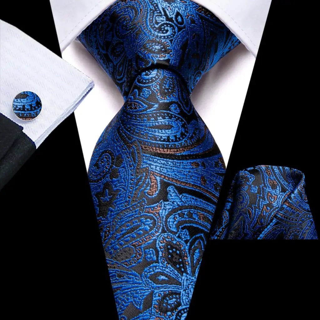 Blue Business Solid Plaid Striped Men's Tie Necktie Ties Men Formal