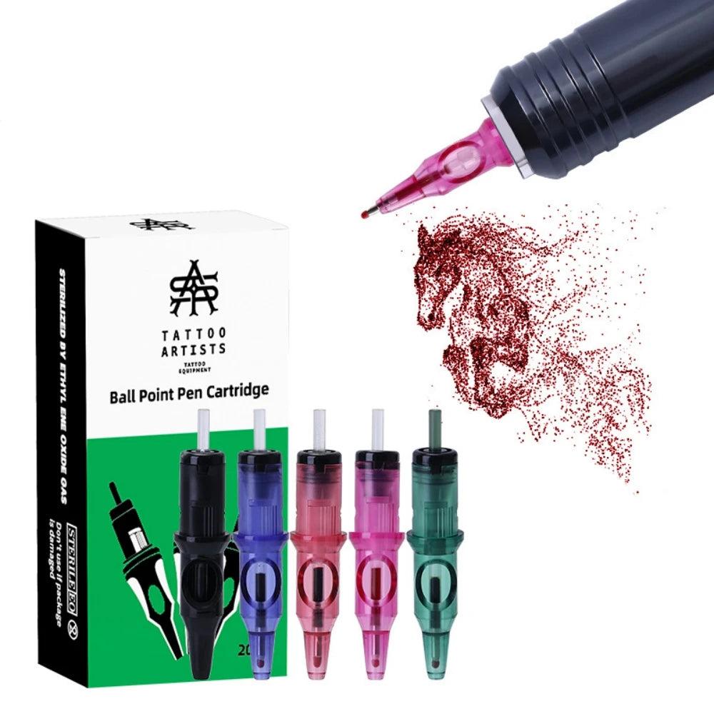 New Ball Point Pen Tattoo Cartridge Needles 5 Colors Practice Needles Drawing For Motor Tattoo Pen Grip Cartridge Supplies Qme