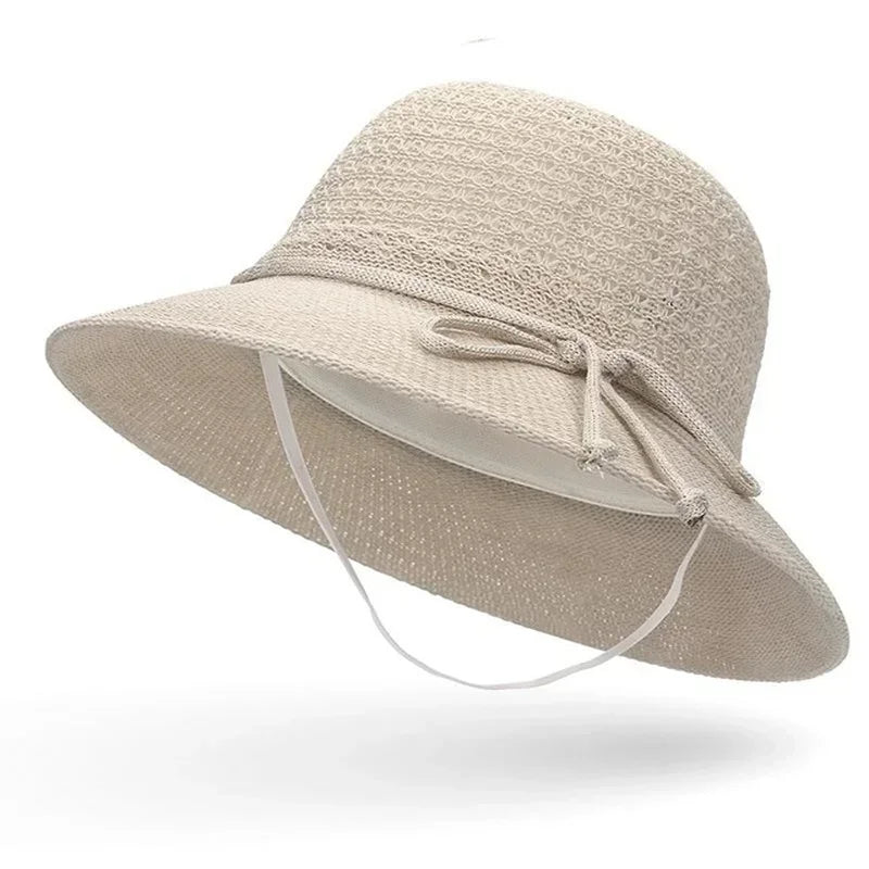 Women Summer Fashion Braided Beach Sun Hat Solid Sunshade Lady Visor Qme coffee
