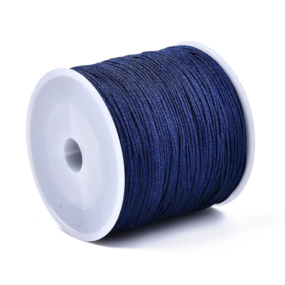 PandaHall 100m/Roll Nylon Thread Braided Chinese Knotting Cord for Jewelry Making, 0.8mm Hole String for DIY Bracelet Beading Qme Midnight Blue