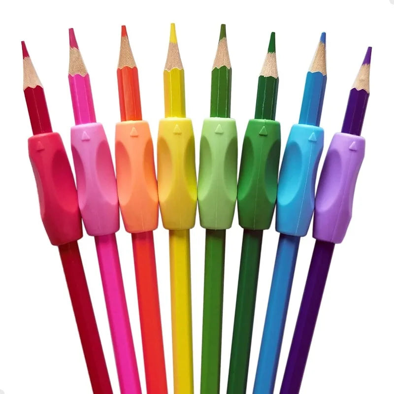 Silicone Pencil Grips, 5/10pcs Posture Correction Pen Holders For Kids & Students,Adjustable Holder,Random Colors Qme