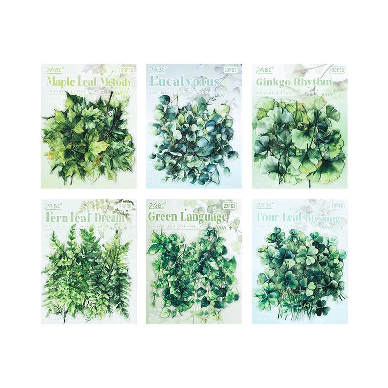 Vintage Green Leaf Flower Sticker Package,Notebook Decorative Stickers For Scrapbooking Label,Diary Sticker,Aesthetic Stationery Qme
