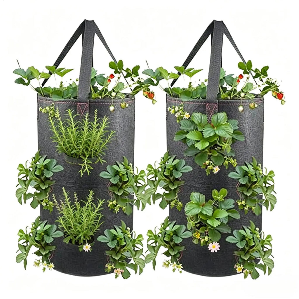 2pcs Strawberry Grow Bags 11 Planting Holes 3 Gallon Large Capacity Tomato Grow Bags for Garden Yard Balcony Outdoor Plants Qme
