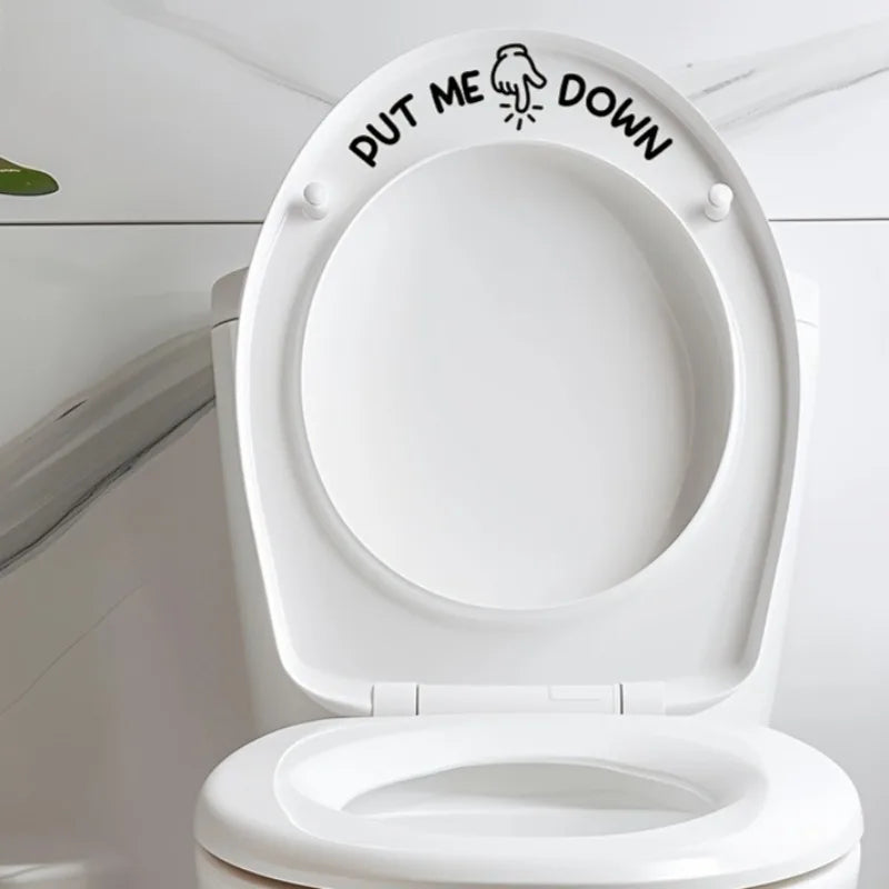 Funny Toilet Sticker PUT ME DOWN Hand Gesture Vinyl Removable Decal Qme