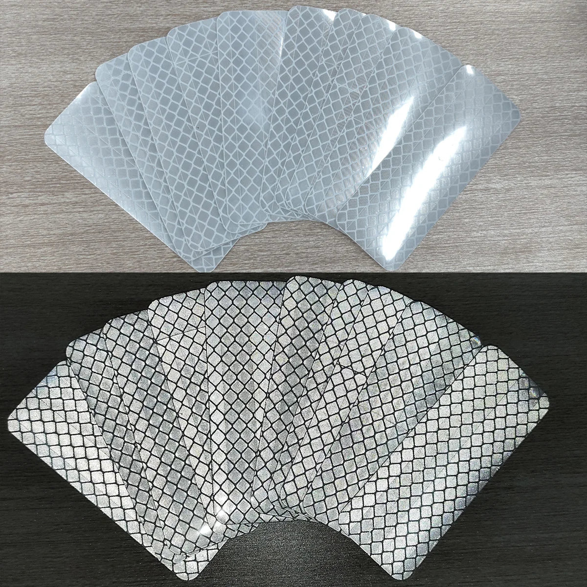 10pcs Car Bumper Reflective Stickers 3x8cm Reflective Warning Strip Tape Safety Secure Reflector Decals for Enhanced Visibility Qme Silver 8CM 3CM