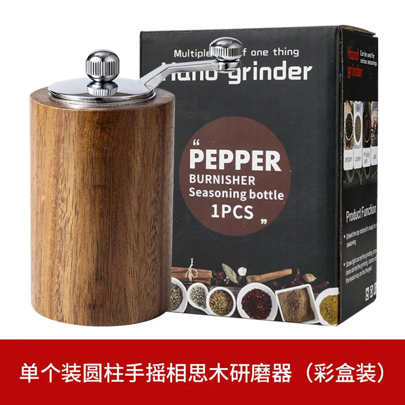 Wooden Manual Salt Pepper Grinder Hand Crank Spice Mill Refillable Qme Single
