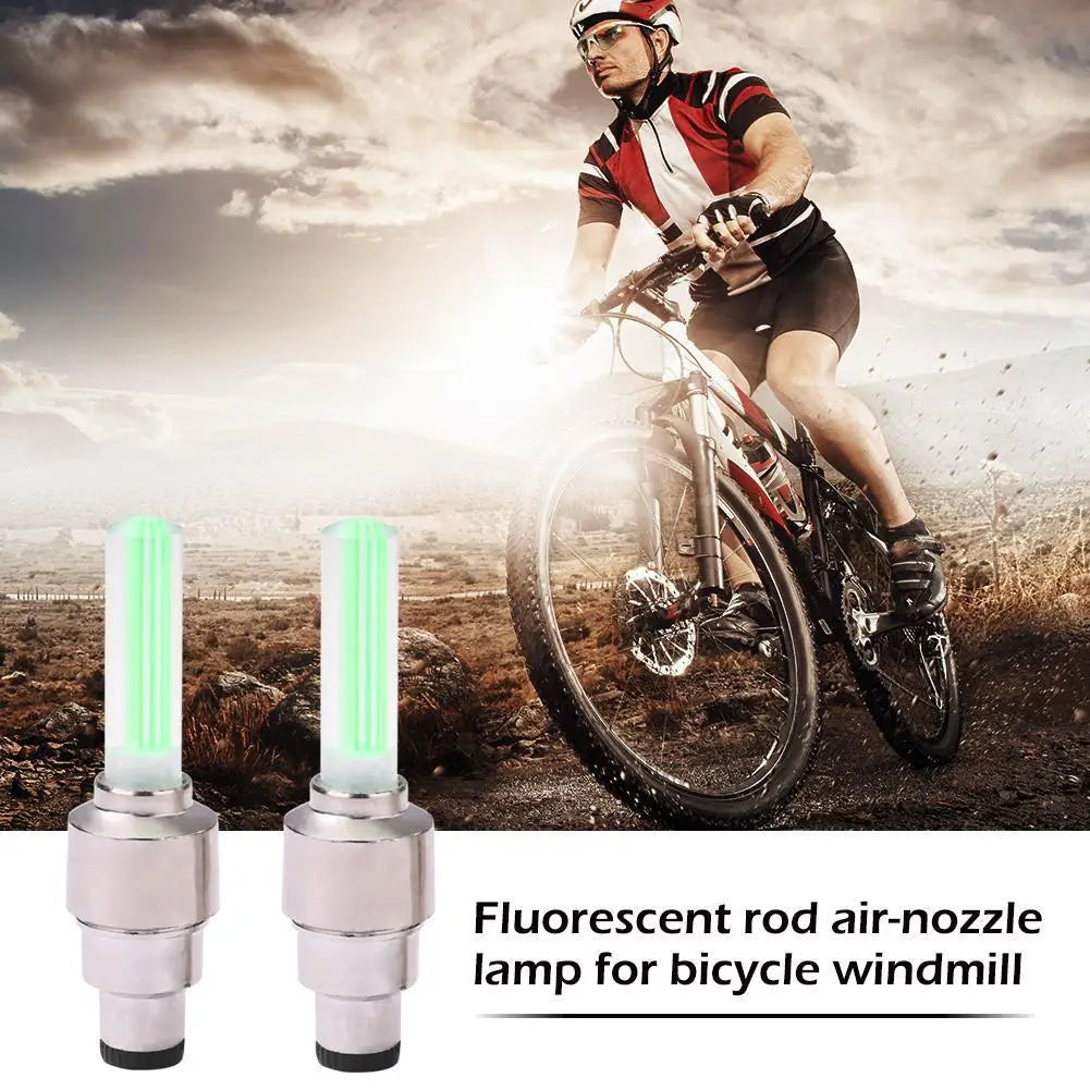 2pcs LED Bicycle Valve Light, Neon Bicycle Spoke Light Bicycle Tire Valve Light, Night Riding Warning Light Bicycle Accessories Qme