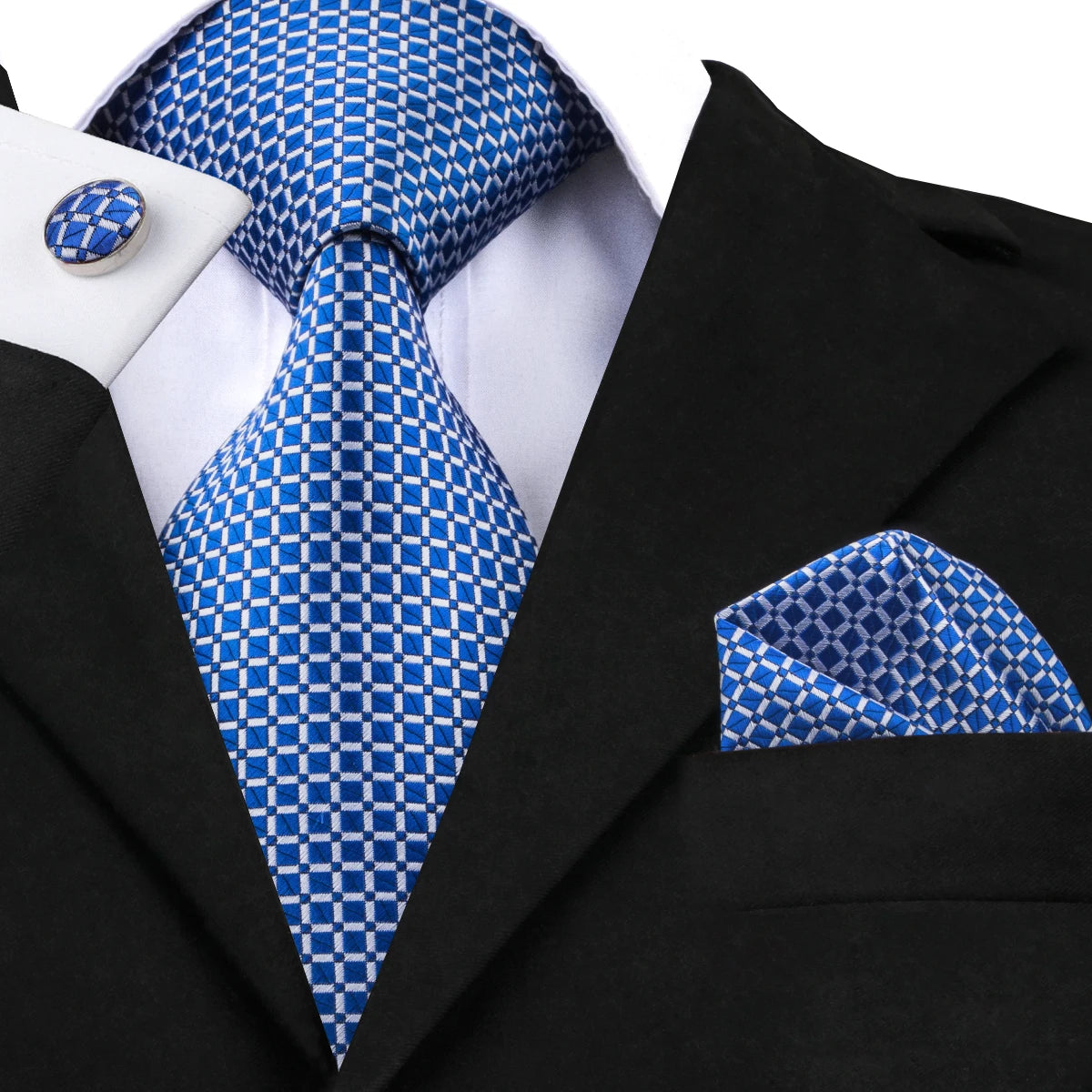 Hi-tie Light Blue Striped Business Mens Tie Jacquard Necktie Qme N-1518