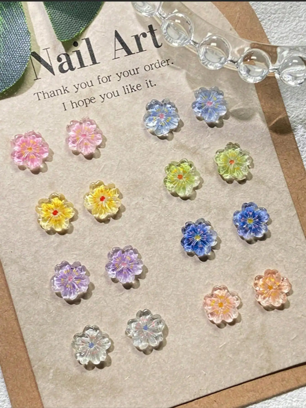 20 30 50 Luminous Ice Flowers Nail Charms Translucent 3D Resin Floral Qme