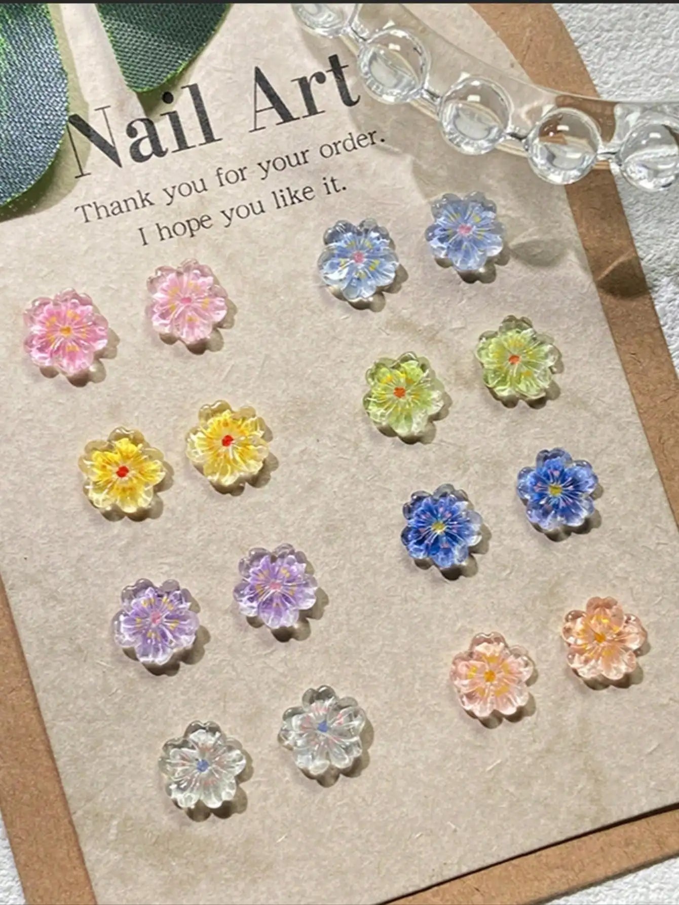 20 30 50 Luminous Ice Flowers Nail Charms Translucent 3D Resin Floral Qme