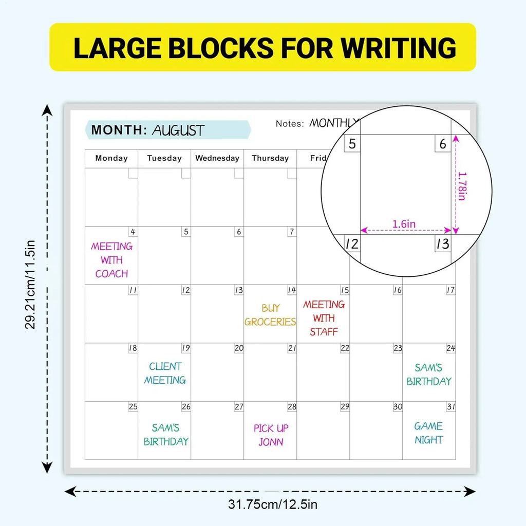 Updated Year Calendar Huge Wet & Dry Erase Schedule Planner Calendar Reusable Blank Whiteboard Yearly Calendar for Home Qme