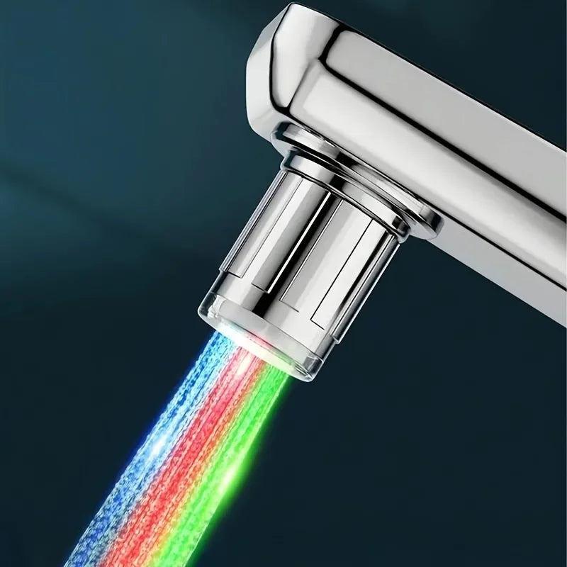 1pc LED Faucet Aerator with 7 Color Temperature Control, Hot & Cold Glow Nozzle, Water-Powered Lighting Accessory Qme