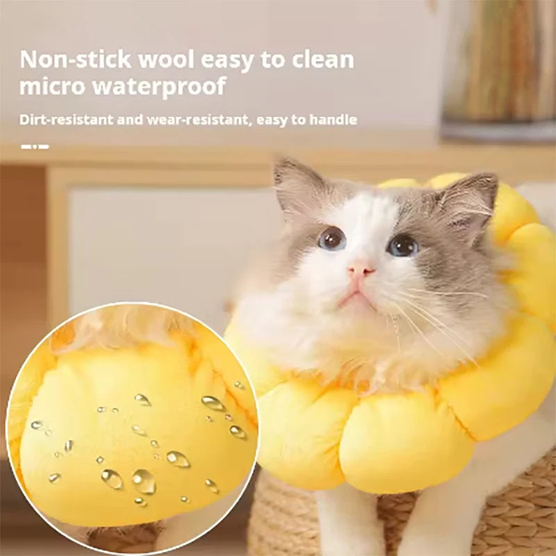 Sunflower Pet Collar Adjustable Anti Bite Surgery Anti Licking Wound Protection Collar Soft Plush Elizabeth Collar Qme