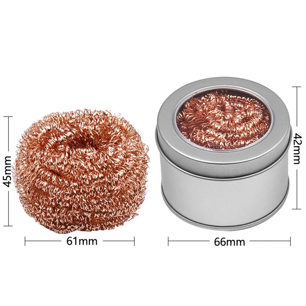 1 Pc Flexible Desoldering Cleaning Ball Soldering Iron Mesh Filter Copper Wire Cleaner Ball Stainless Steel Cleaning Nozzle Qme