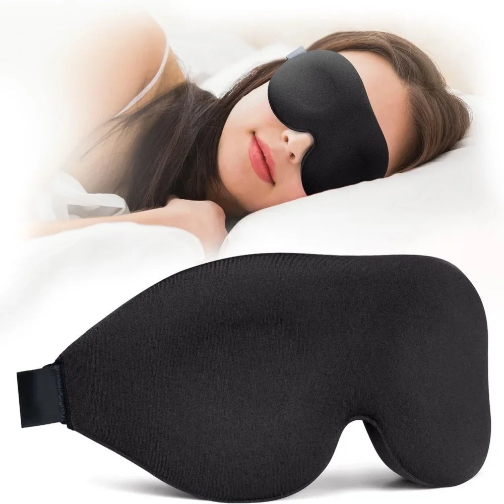 3D Sleeping Mask Block Out Light Sleep Mask For Eye Soft Sleeping Aid Eye Mask for Travel Eyeshade Night Breathable Slaapmasker Qme black