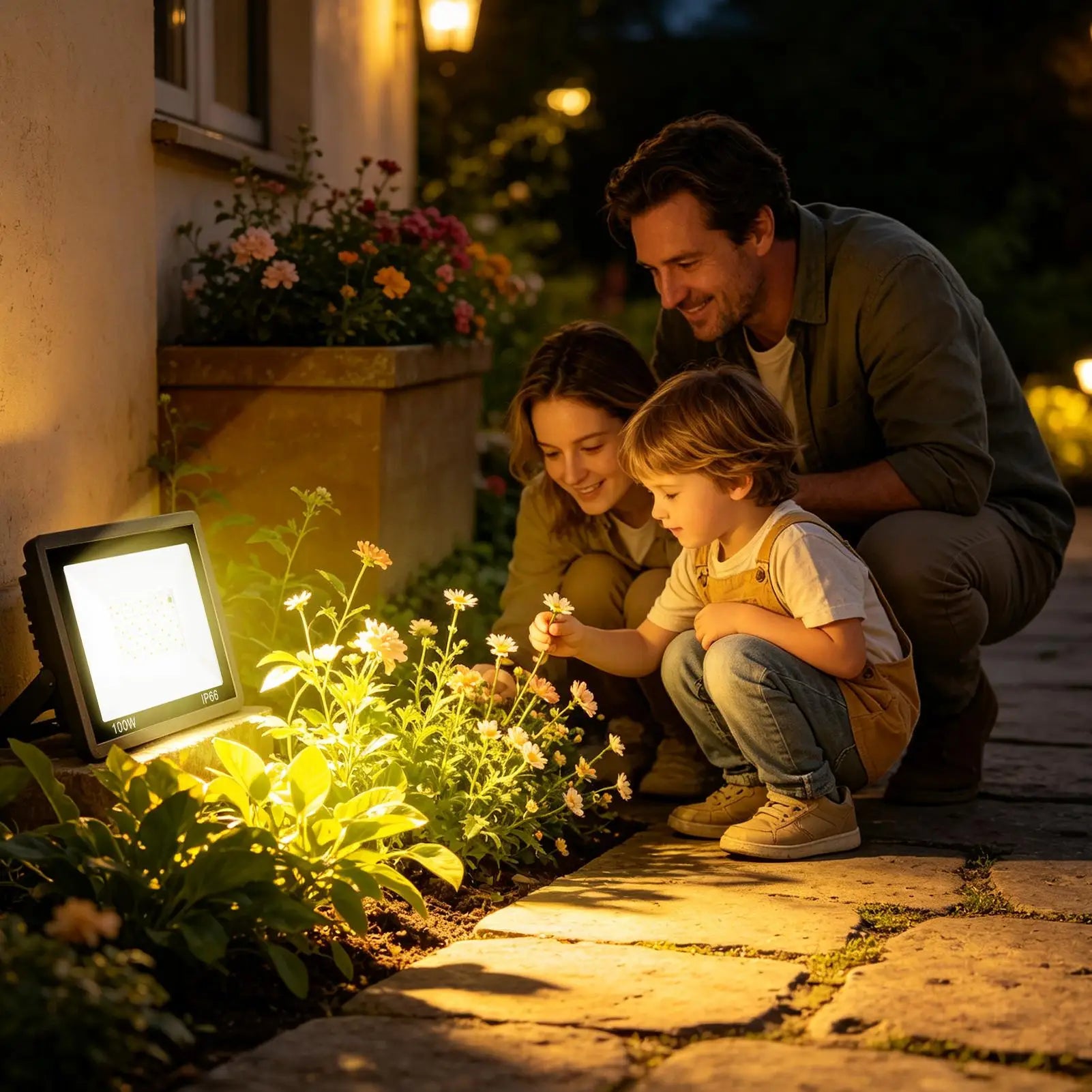 Exterior Flood Lights RGB Changing Patio Lighting Remote Control Qme