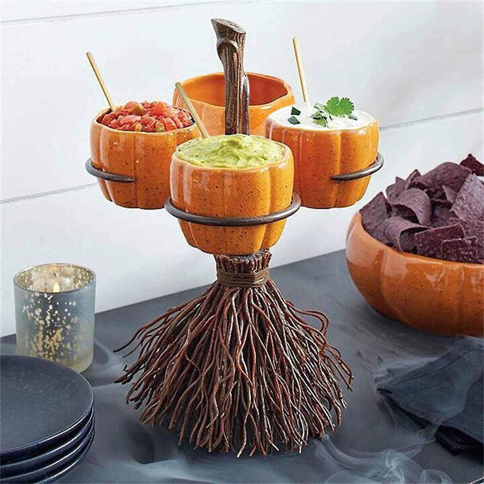 Multifunctional Halloween Wooden Snack Bowl Stand Halloween Creative Snack Basket 3/4/6 Bowls Qme
