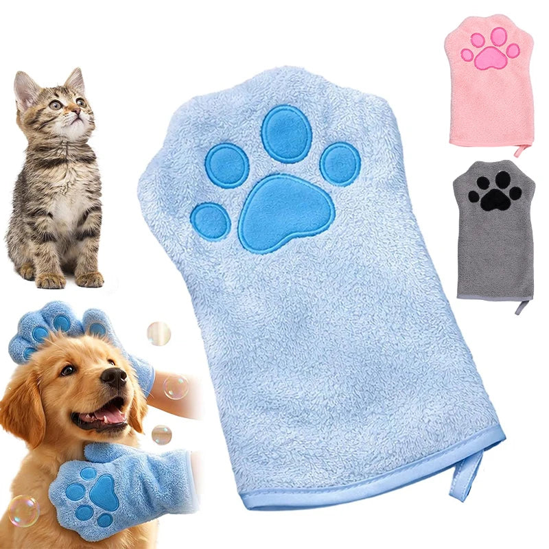 Reusable Pet Grooming Towel Soft Absorbent Quick-dry Bath Mitt Paw Qme