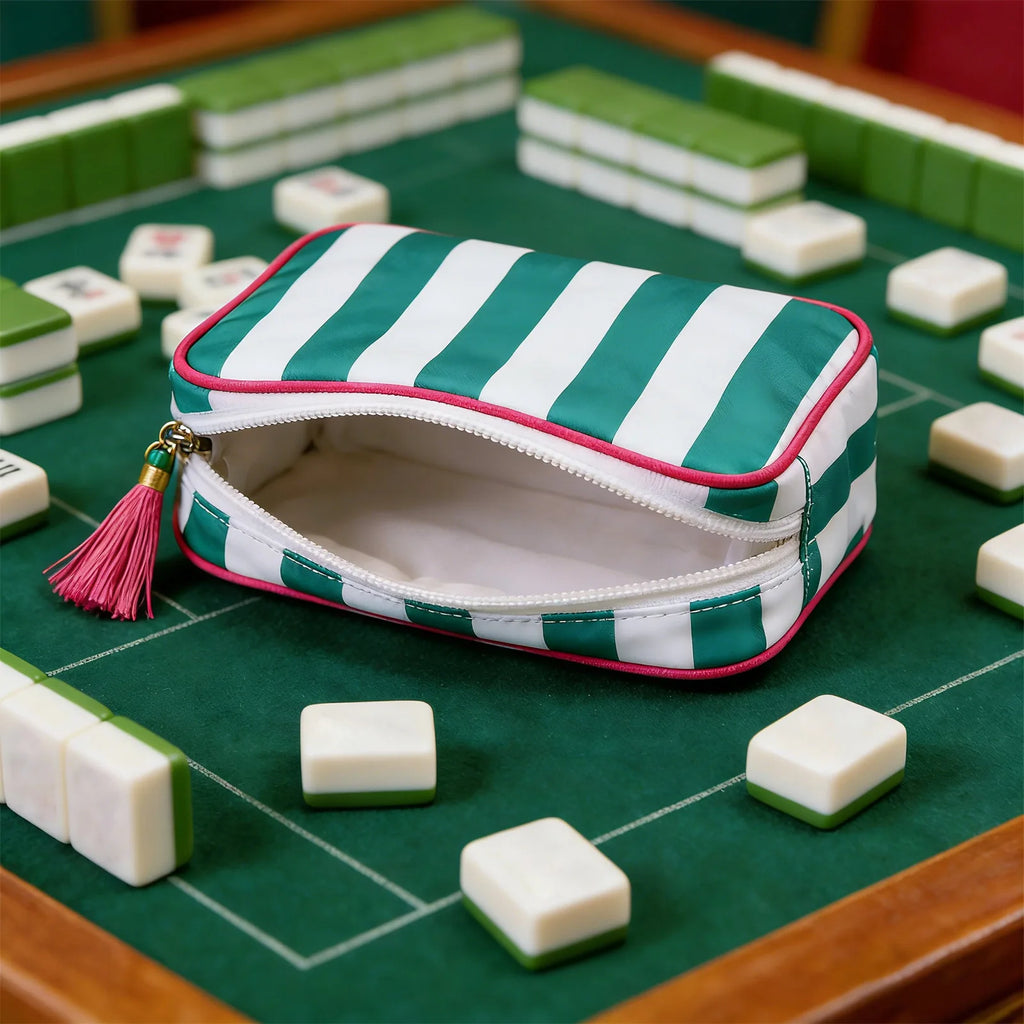 Striped Clutch Small Handbags Large Capacity Mahjong Storage Bag Multipropose Outdoor Cosmetic and Toiletries Storage Bag Qme