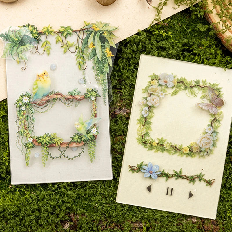 Vine Die-Cut Border Washi Tape, Greenery Wreath Trim Tape for Journal Collage Decoration, Wonderful Gifts for Birthdays /Holiday Qme