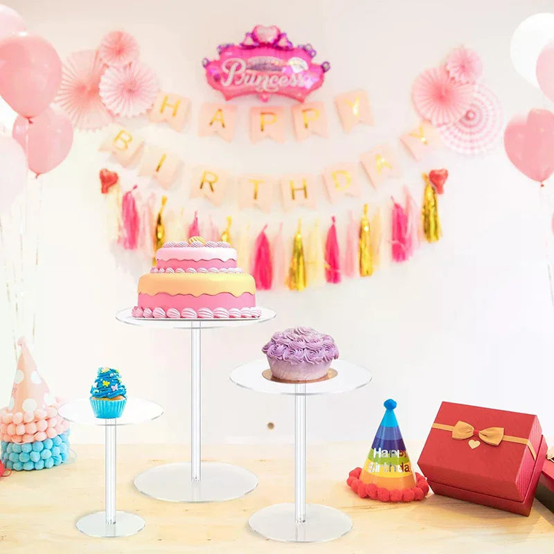 Transparent Acrylic Round Cake Stand For Desserts, Cupcake Rack, Pastry Candy Display Stand For Wedding, Event, Birthday Party Qme