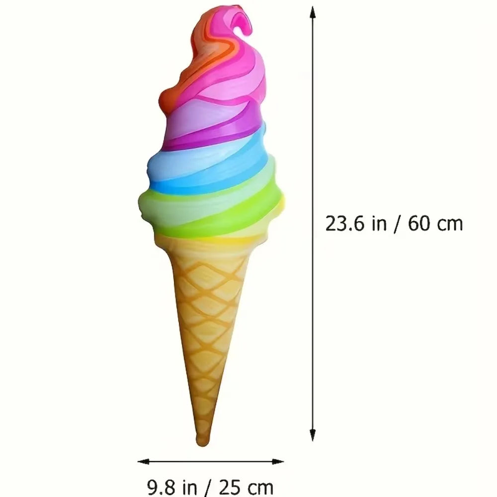 Giant Inflatable Rainbow Ice Cream Cone Inflates for Summer Party Swimming Pool Beach Food Toys Birthday Outdoor Decorations Qme