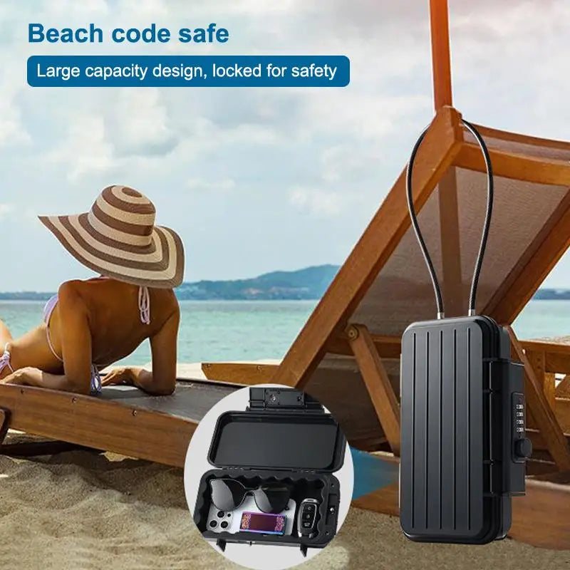 Outdoor Portable Safe Box 4 Digit Combination Lock Steel Wire Beach Qme
