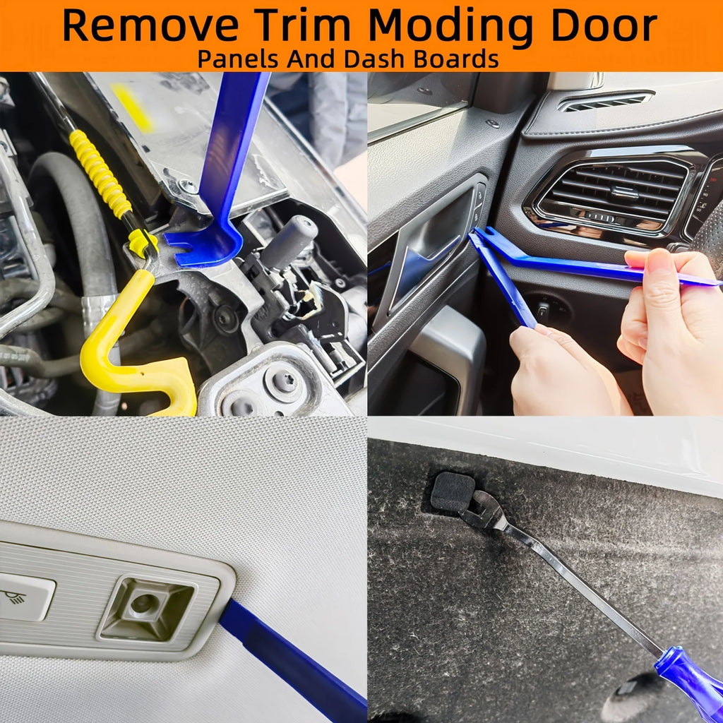 5Pcs Auto Trim Removal Tool Kit, Car Plastic Pry Panel Door Dash Audio Clip Remover Pry Bar Set For Vehicle Interior Repair Qme