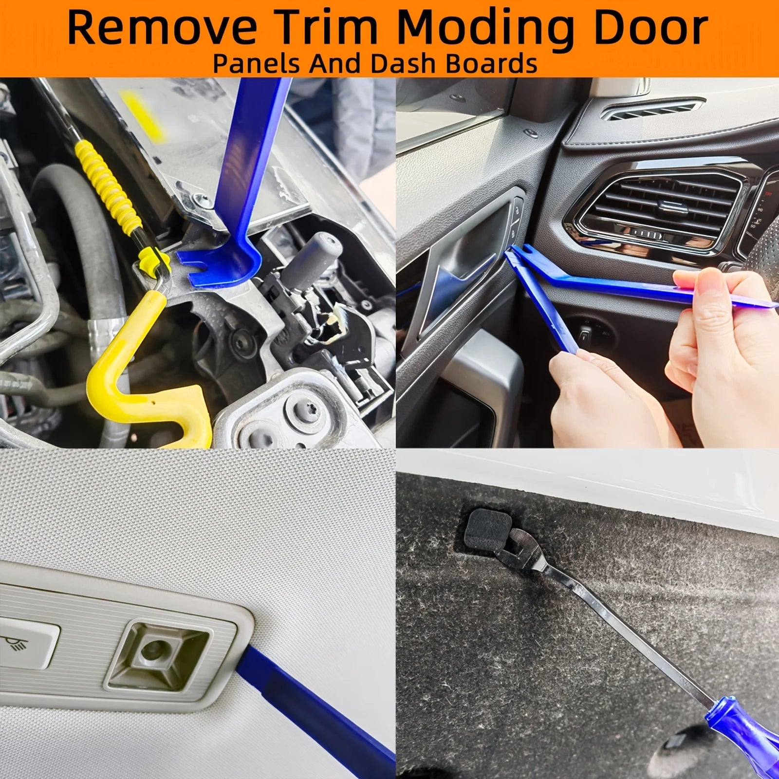 5Pcs Auto Trim Removal Tool Kit, Car Plastic Pry Panel Door Dash Audio Clip Remover Pry Bar Set For Vehicle Interior Repair Qme