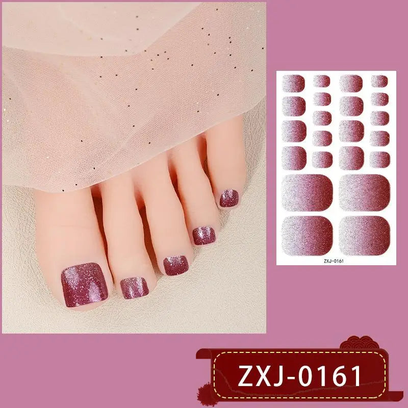 Toe Nail Stickers Full Wraps Gradient Glitter Toenail Polish Strips Qme B