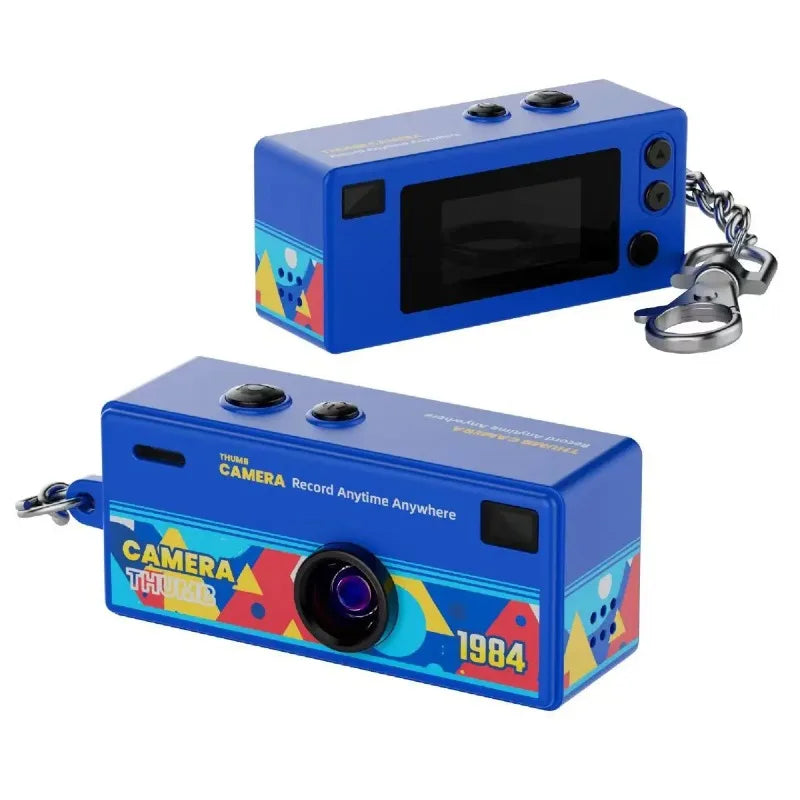 Light 1080P Keychain Mini Thumb Camera Portable Video Recorder Easy Carry For Daily Life Trip Outdoor Video Recording Qme Blue-No TF card