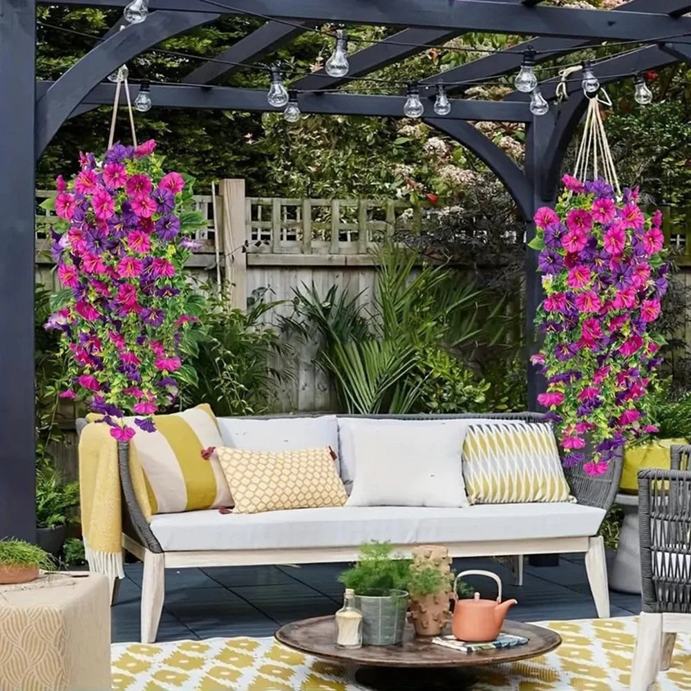 1PC Outdoor Courtyard Artificial Flowers, Eucalyptus Morning Glories, Silk Flowers, Home Wedding Decorations Qme