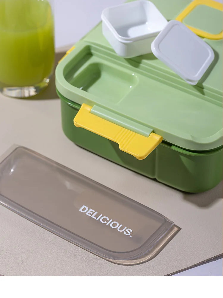Lunch Box Office Workers Cutlery Individually Sealed Compartments Qme Silver