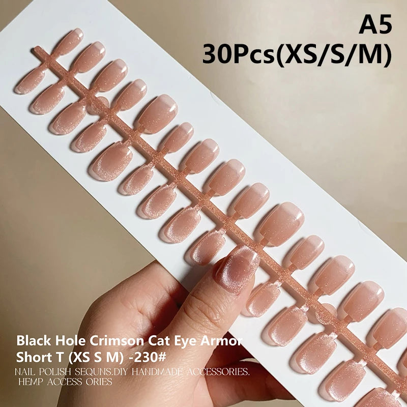 Cat Magnetic Press Nail Pretty Fake Nails Detachable Full Tips Qme A5